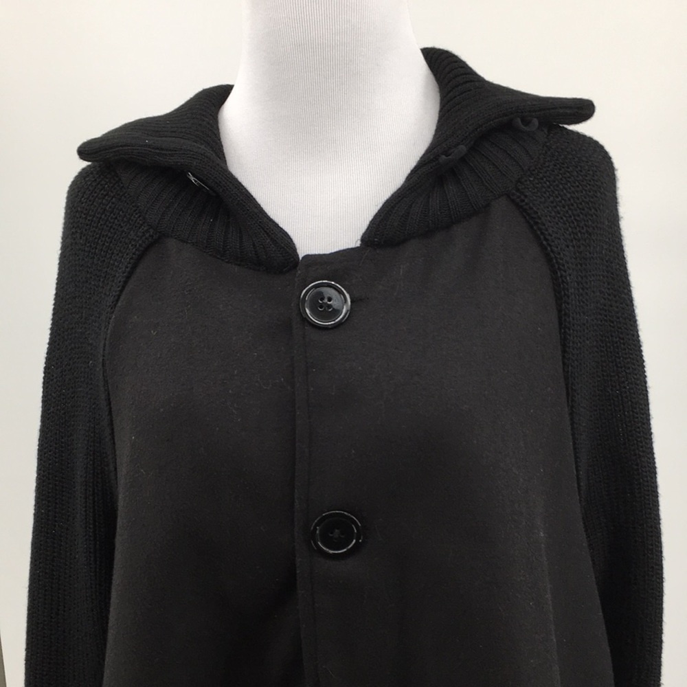 Oasap Black Knit Swing Coat‎ Sweater Womens Large Mock Neck gothic Vampy